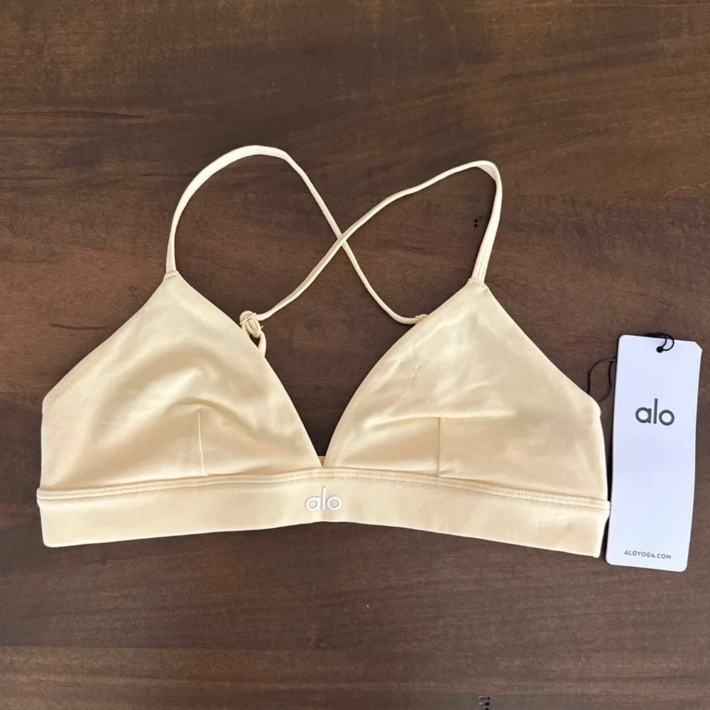 Alo Yoga Splendor Bra Candlelight Yellow Sz Extra Small NEW